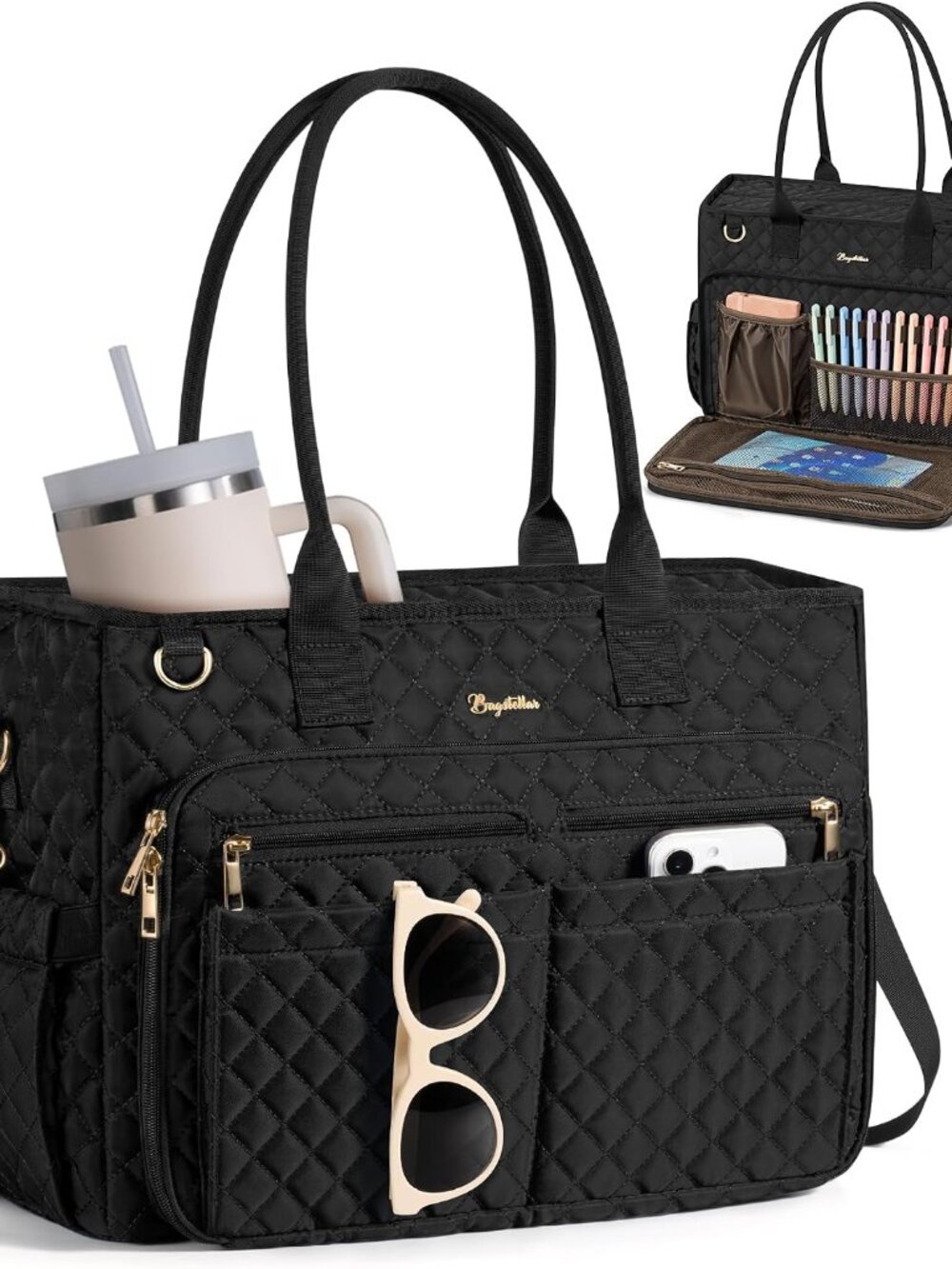 Teacher Bags for Women, 15.6 inch Laptop Work Tote Bag Quilted Nurse Bible Compu